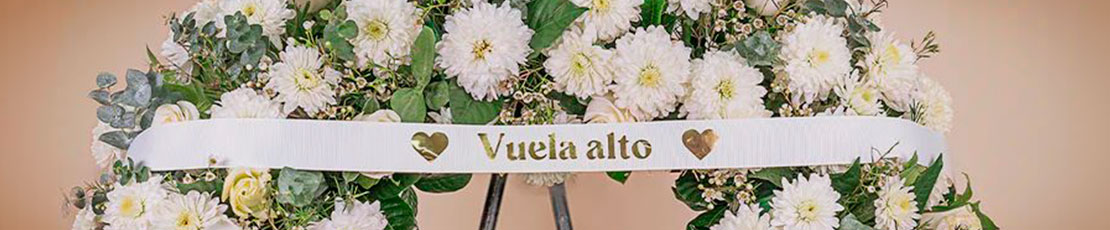 coronas florales con liston para funeral